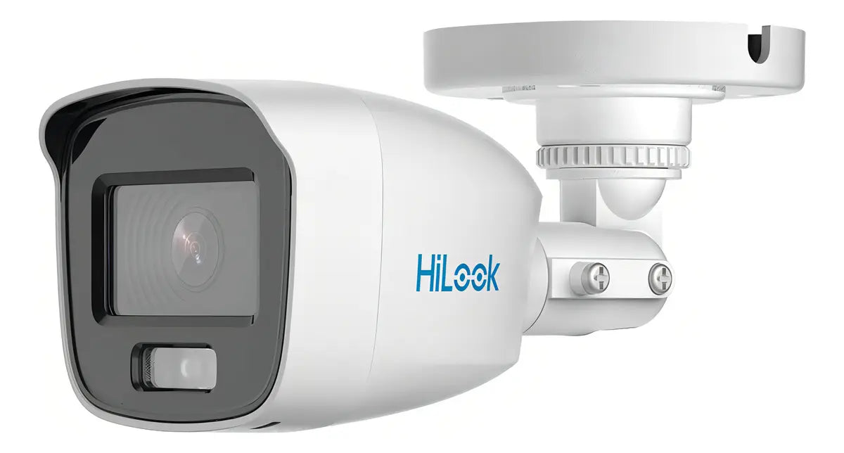 Kit 2 Hilook Cámara De Seguridad Con Microfono Integrado Bala Turbohd 2 Mp Con Imagen A Color 24/7 Colorvu Lite Protección Ip66 Para Uso Exterior + 20 Mts De Luz Blanca Blanco