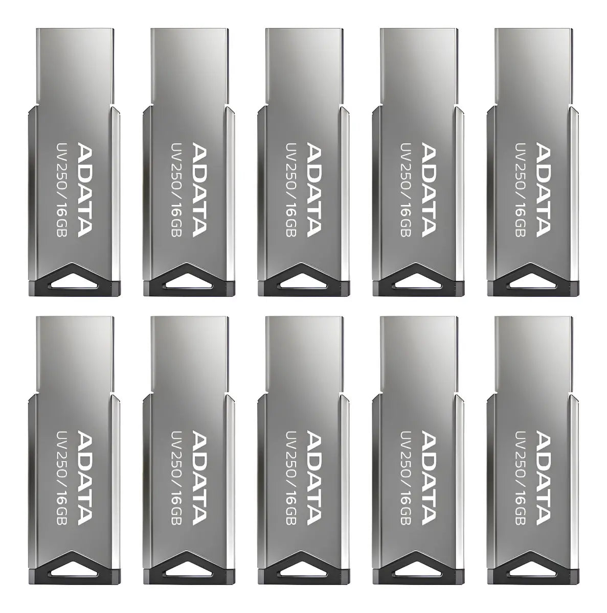 Kit 10 Memoria Usb Adata 16gb Uv250 Auv250-16g-rbk Metalica - Auv250-16g-rbk Plateado