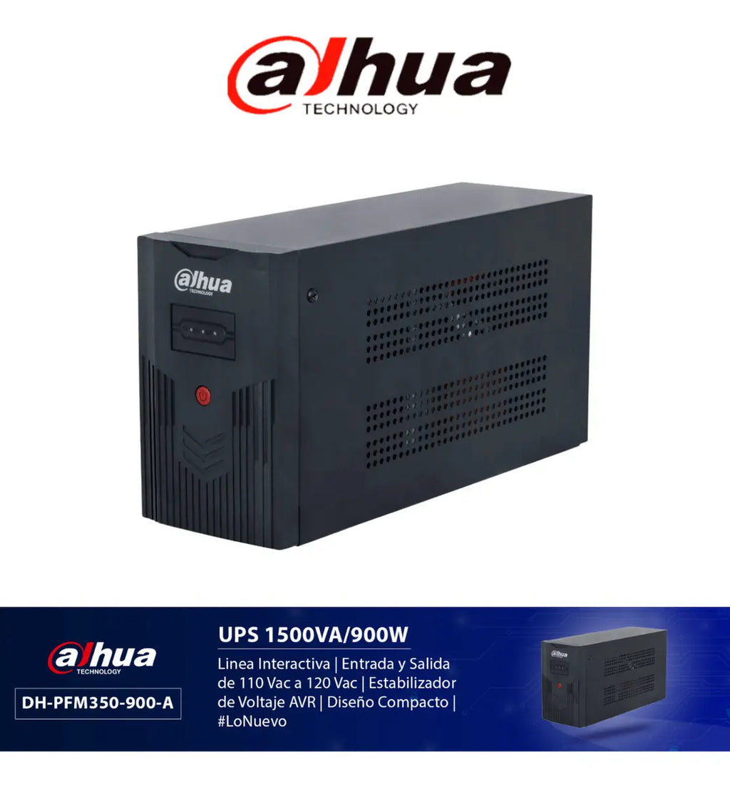 Dahua Regulador No Break 1500va 900w Dh-pfm350-900-a Ups Con Bateria Respaldo Color Negro.