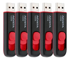 Kit 5 Memorias Usb Adata C008 32gb Retráctil 2.0 Negro Rojo