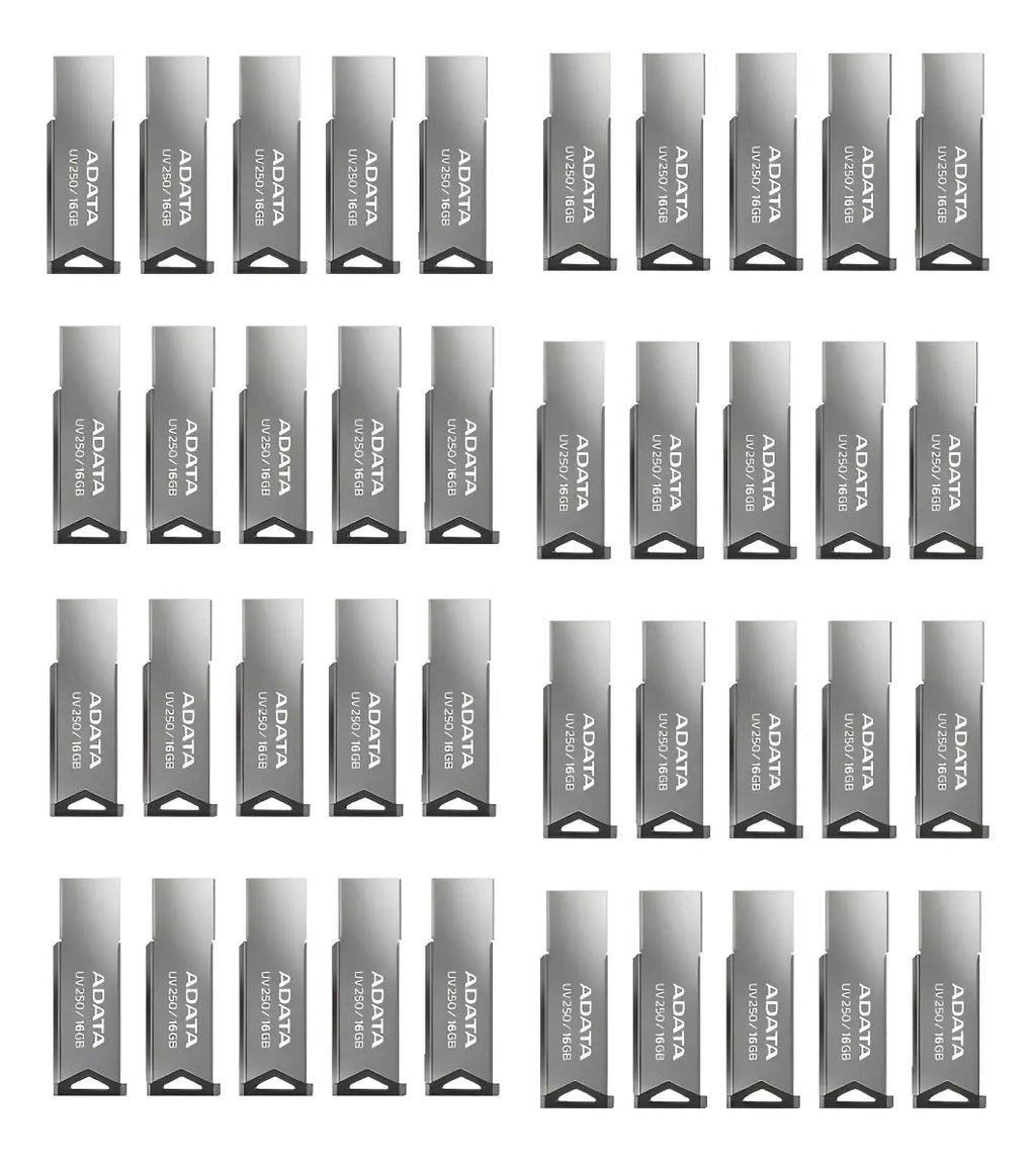 Kit 40 Memoria Usb 16gb Adata Uv250 Auv250-16g-rbk 2.0 Color Plateado