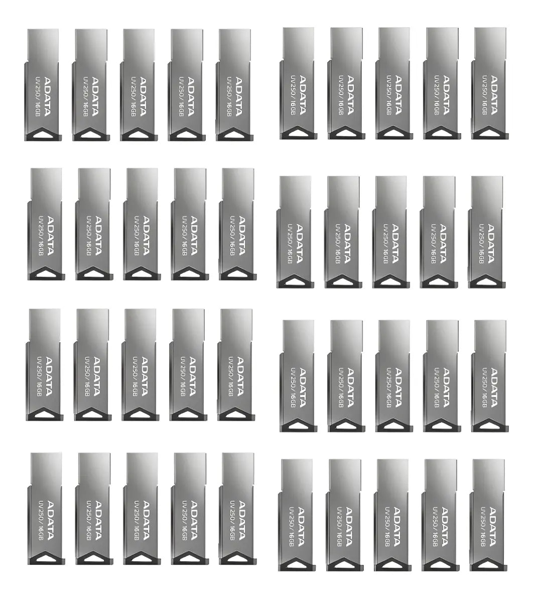 Kit 40 Memoria Usb 16gb Adata Uv250 Auv250-16g-rbk 2.0 Color Plateado