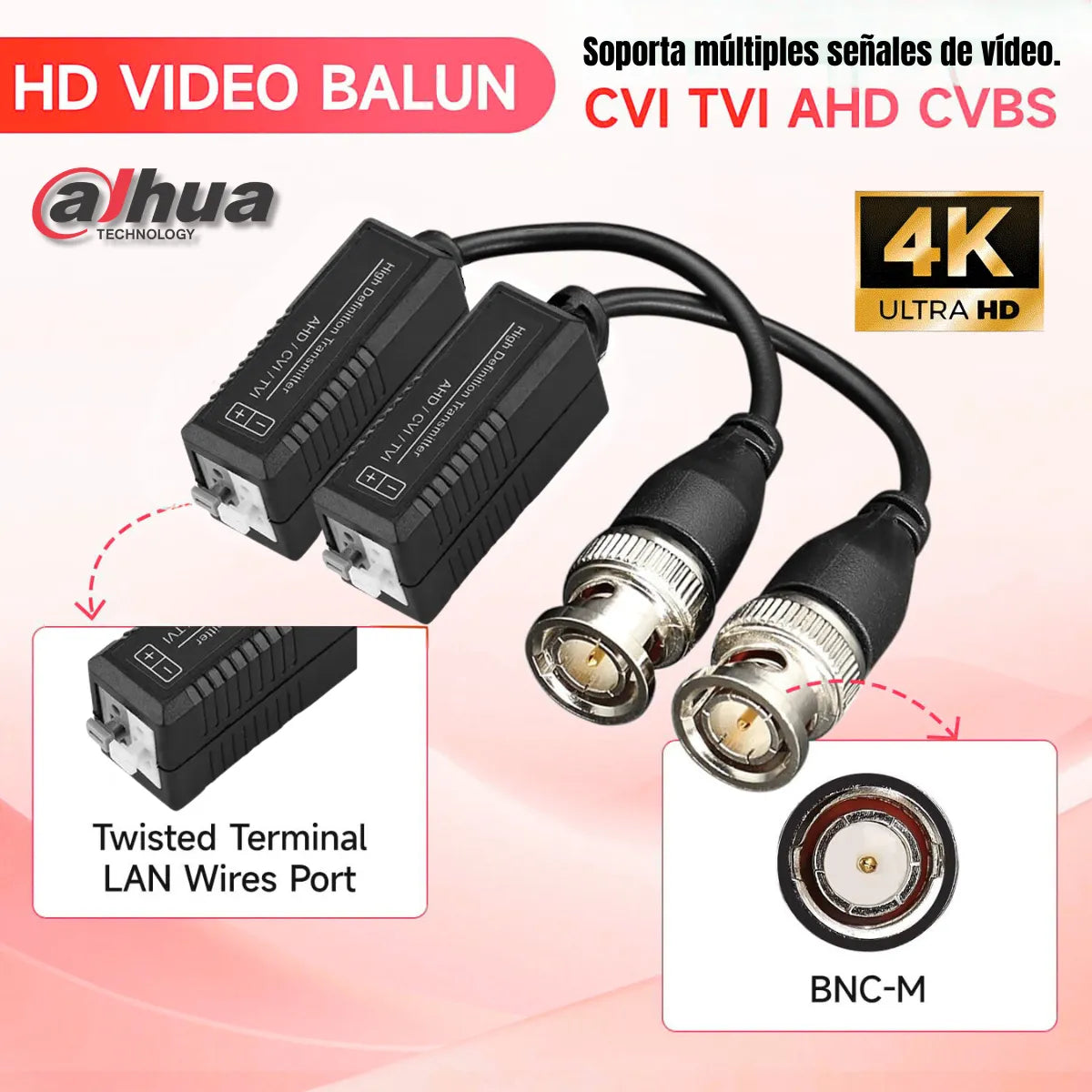 Kit 8 Transceptor Balun Video Dahua 4k 8mp Dh-pfm800-n Hdcvi