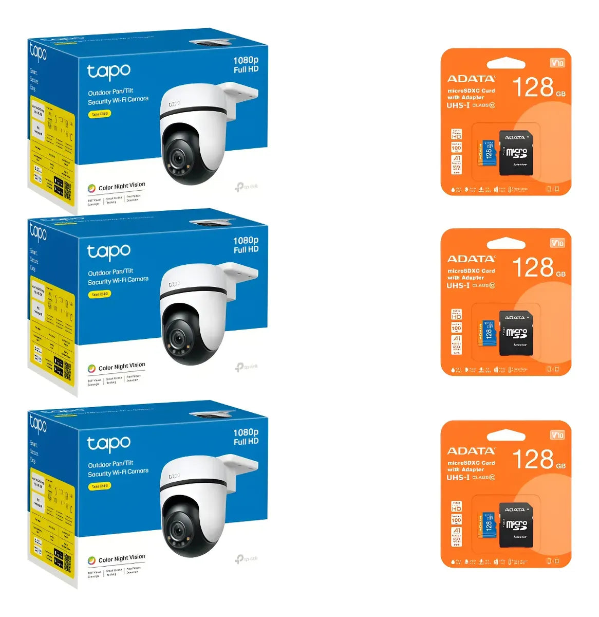 Kit 3 Cámaras Exterior Tp-link Tapo C500 Wifi 128gb Memoria
