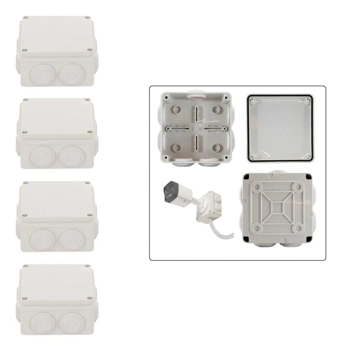 Cajas Gabinete Estanco Para Cámaras Cctv 10x10x5 Cm 4 Pzs