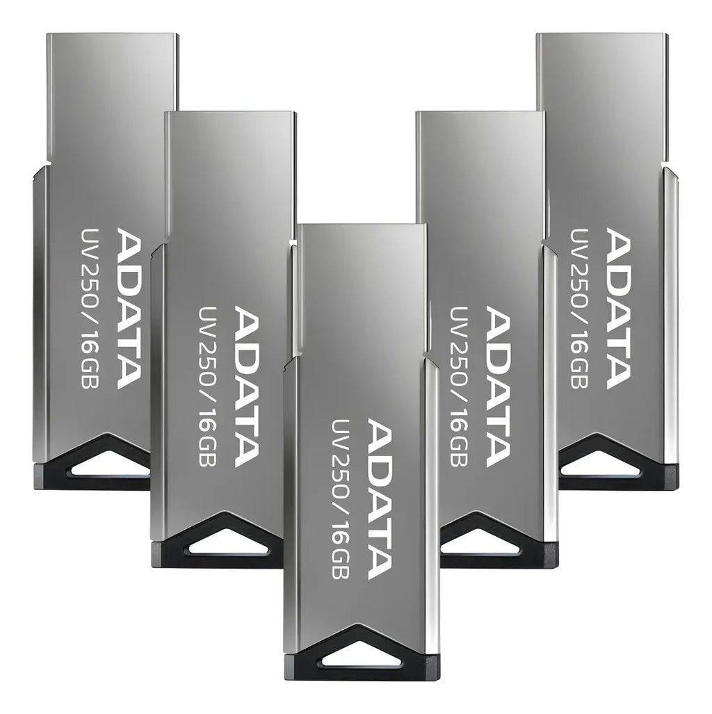 Kit 5 Memoria Usb Adata Auv250-16g-rbk 16gb Usb-a 2.0 Plata