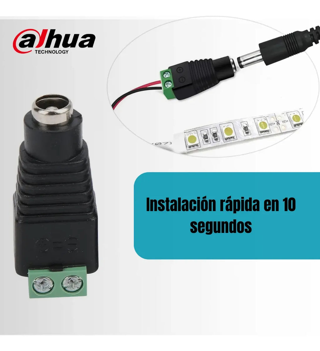 Dahua Conector Dc Hembra 2.1x5.5 Mm Para Cctv Y Led 10 Pieza Verde