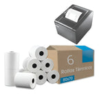 Papel Térmico Pcm 80x70mm Impresora Ticket Pos 6 Rollos 80mm Blanco