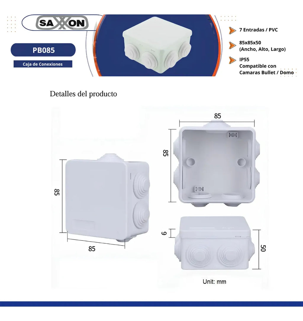 8 Cajas De Conexiones Saxxon Pb085 Estanca Ip66 Camaras Cctv