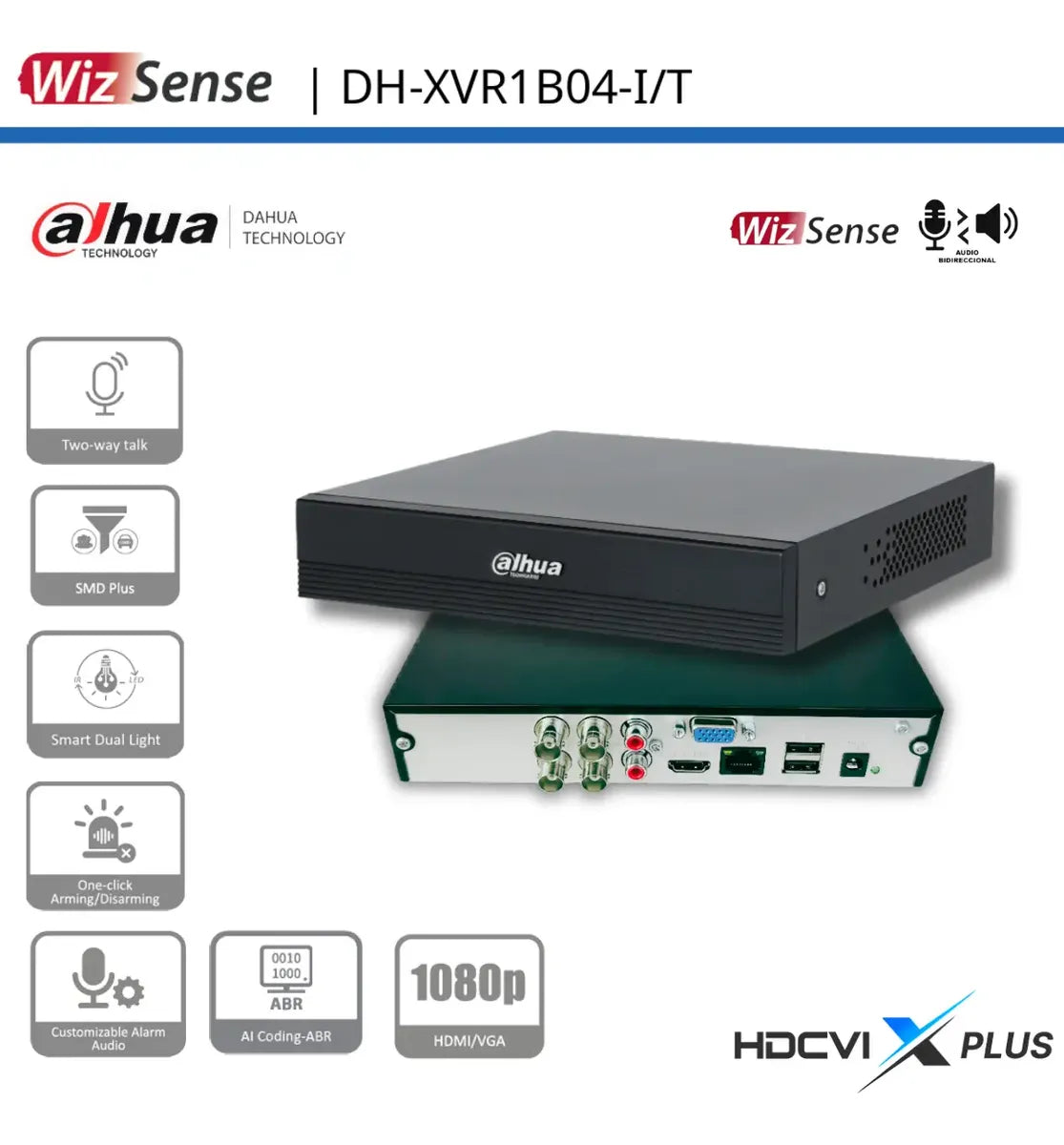 2 Dvr Dahua 4 Canales Dhxvr1b04-i/t 1080 Audio Bidireccional