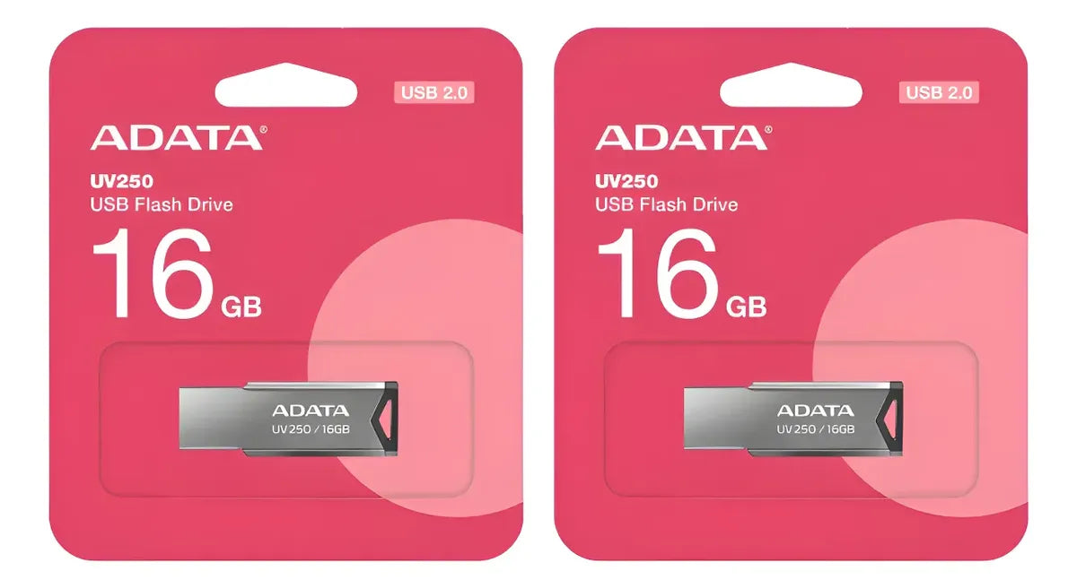 Kit 2 Pieza Memoria Usb 16gb Adata Uv250 Llavero Pc Mac Auto