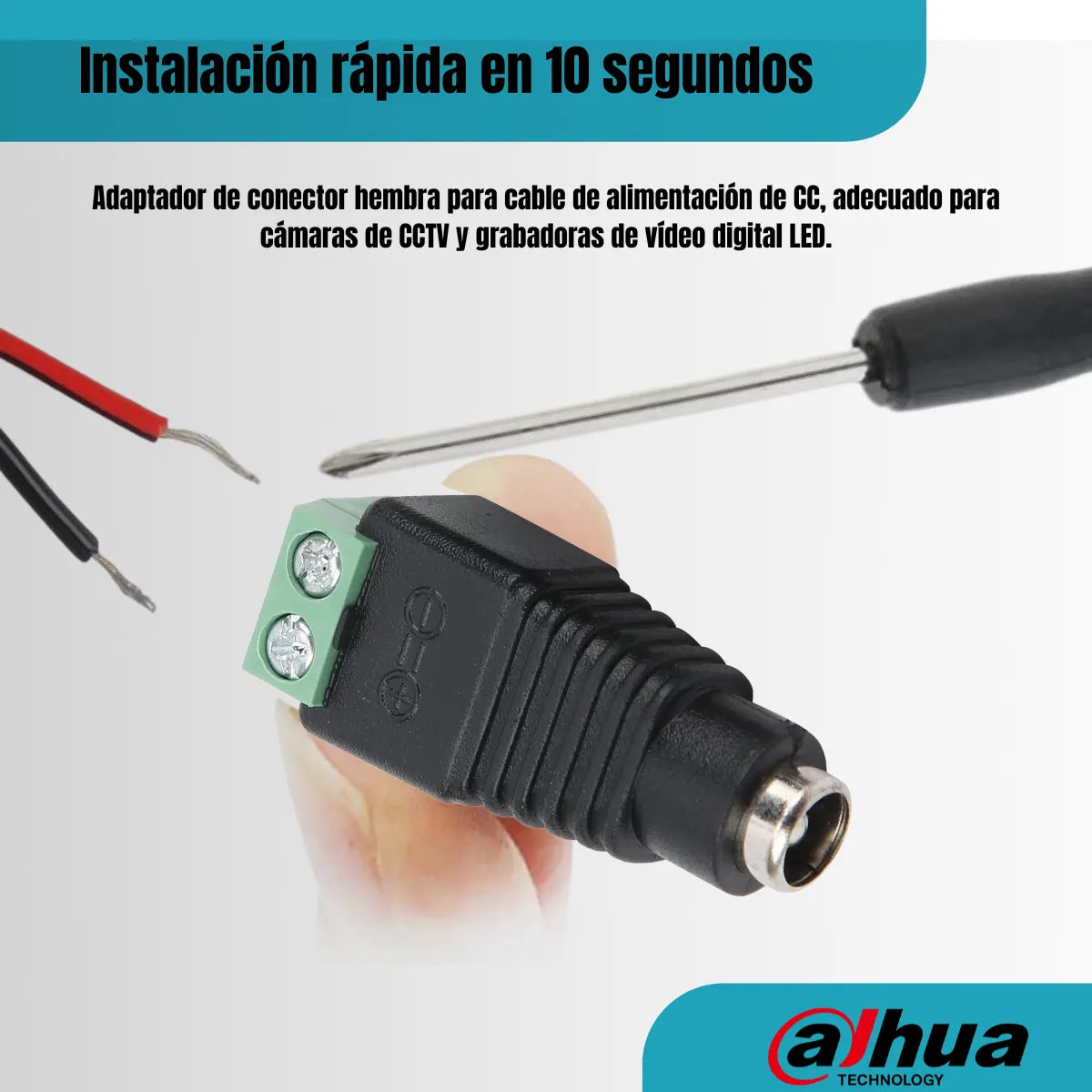 Dahua Conector Dc Hembra 2.1x5.5 Mm Para Cctv Y Led 10 Pieza Verde
