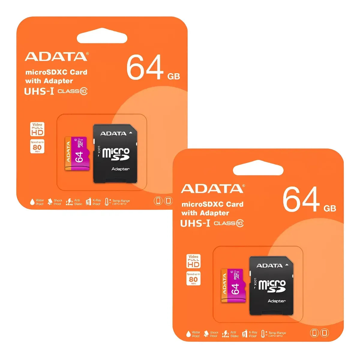2 Tarjeta De Memoria Adata Ausdx64guicl10-ra1 Microsd 64 Gb