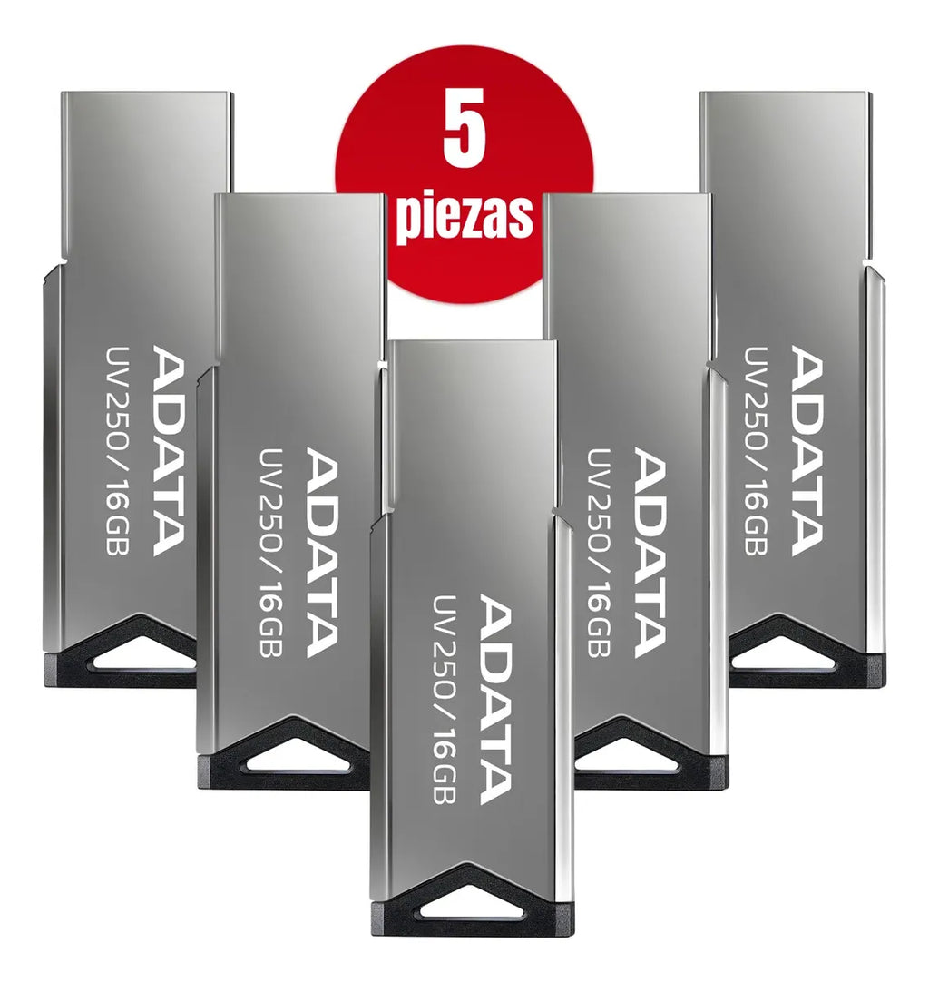 Kit 5 Memoria Usb Adata Auv250-16g-rbk 16gb Usb-a 2.0 Plata