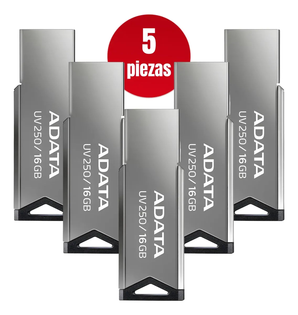 Kit 5 Memoria Usb Adata Auv250-16g-rbk 16gb Usb-a 2.0 Plata