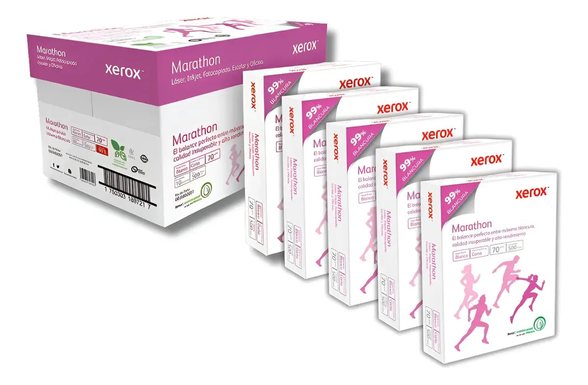 Papel Xerox Marathon Carta 70g Caja Con 2500 Hojas 5 Resmas