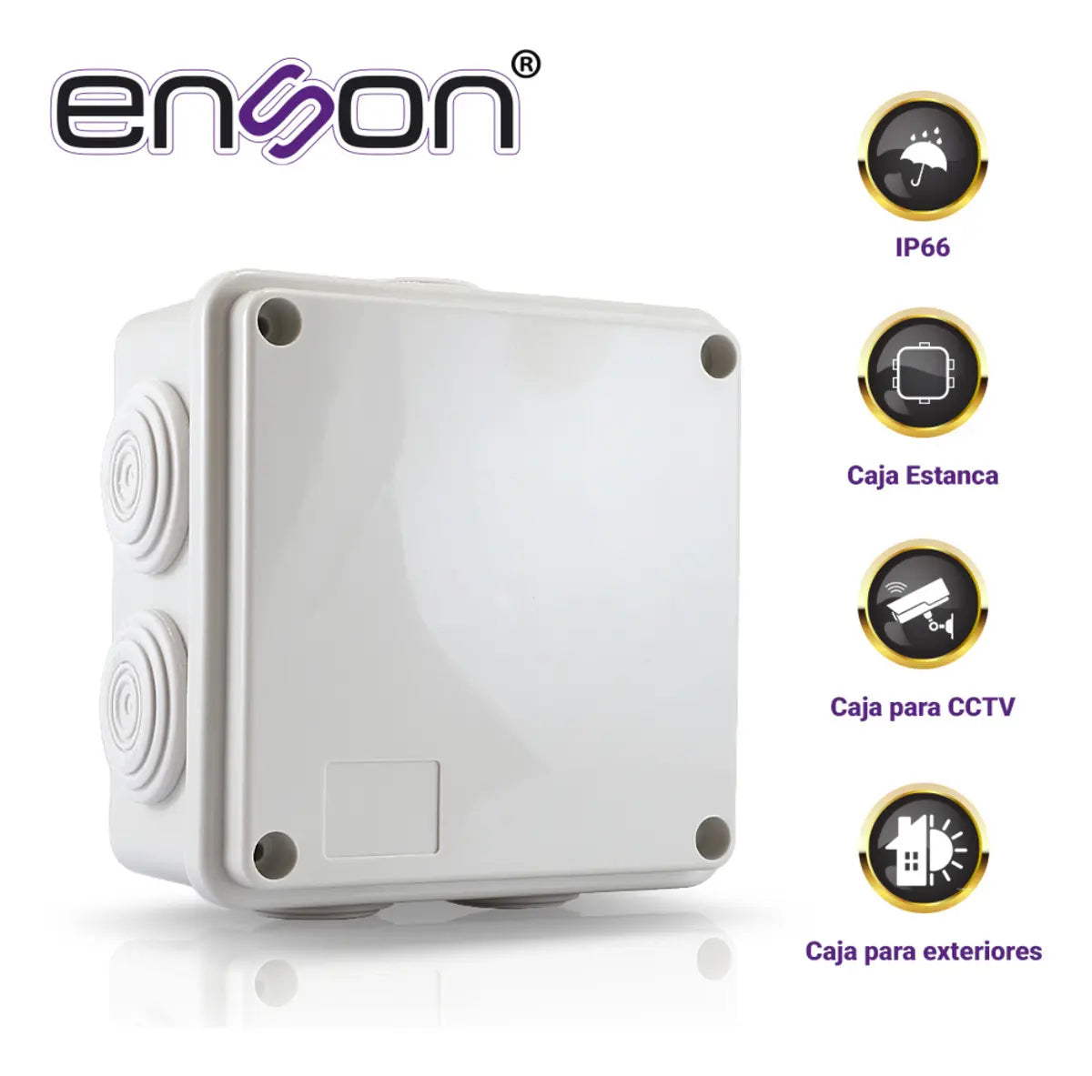 Caja Estanca Enson 100x100x50mm Pack 4 Ip55 Plástico Exterior Ens-pcb1010 Blanco