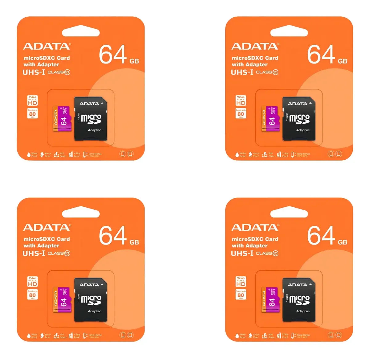 4 Tarjeta De Memoria Adata Ausdx64guicl10-ra1 Microsd 64 Gb