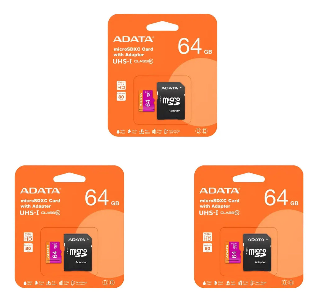 3 Tarjeta De Memoria Adata Ausdx64guicl10-ra1 Microsd 64 Gb
