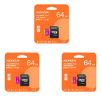 3 Tarjeta De Memoria Adata Ausdx64guicl10-ra1 Microsd 64 Gb