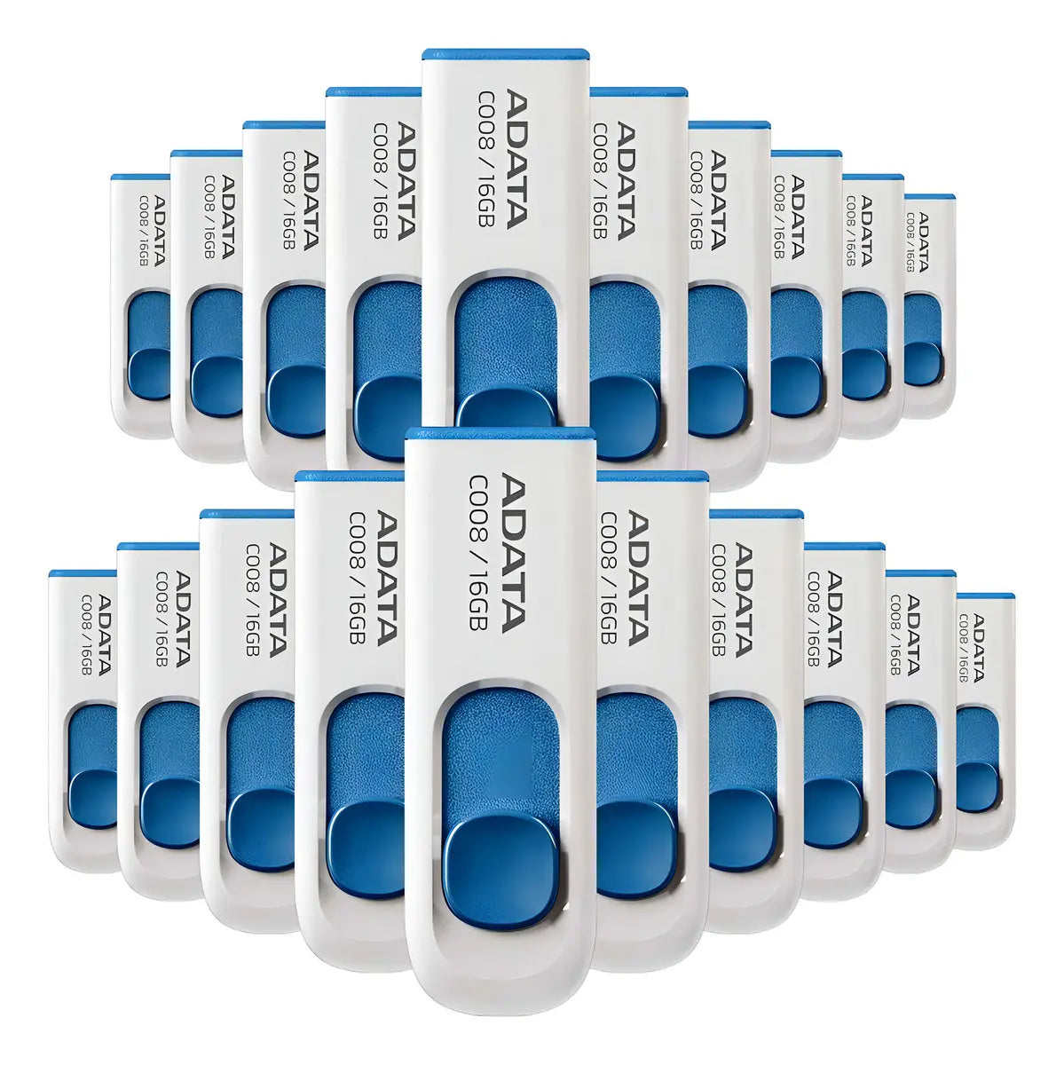 Kit 20 Memoria Usb 16gb Adata Ac008 2.0 Ac008-16g-rwe Color Blanco/azul Liso