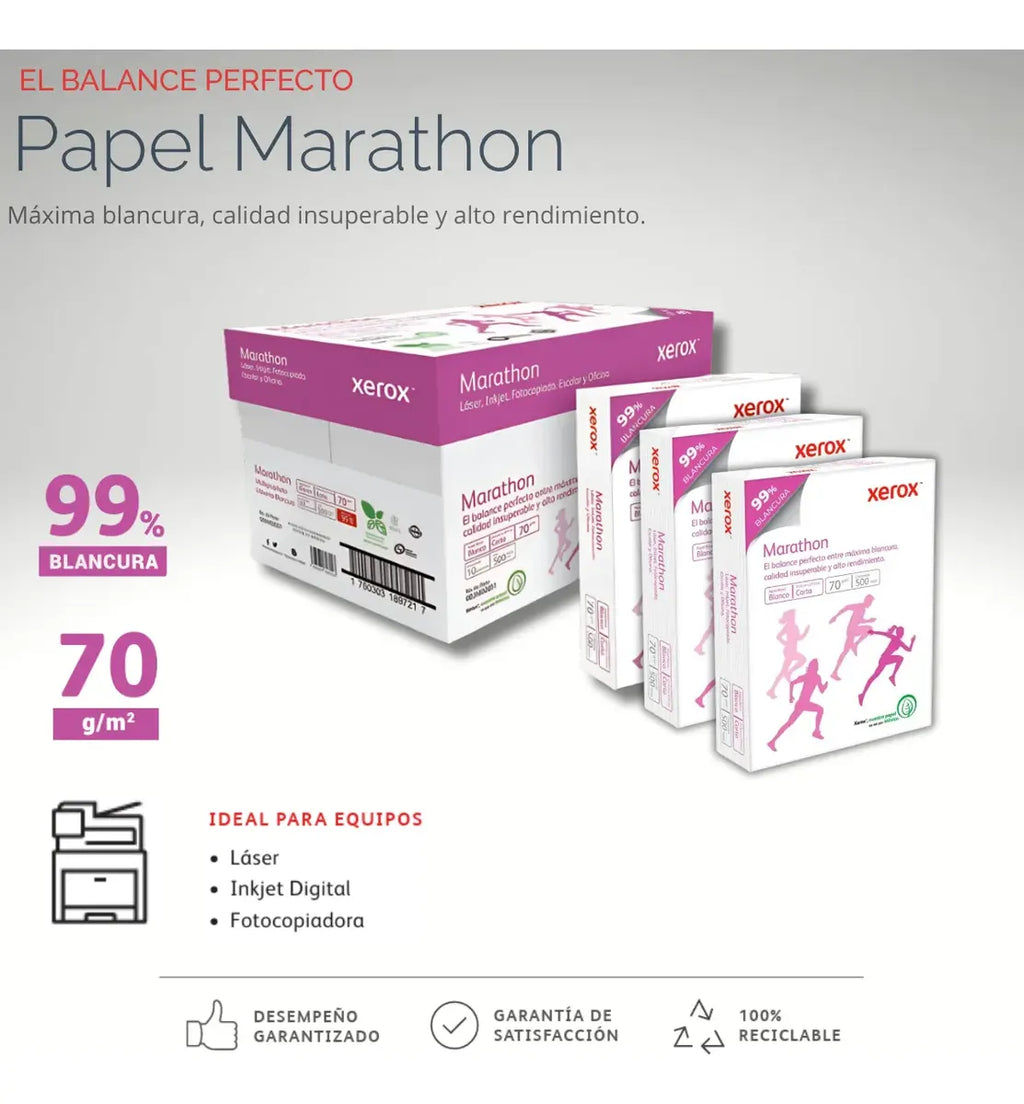 Papel Xerox Marathon Blanco Tamaño Carta Caja Con 1500 Hojas