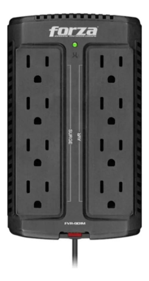 Regulador De Voltaje 8 Contactos Forza Fvr-901m 450 Watts Color Negro