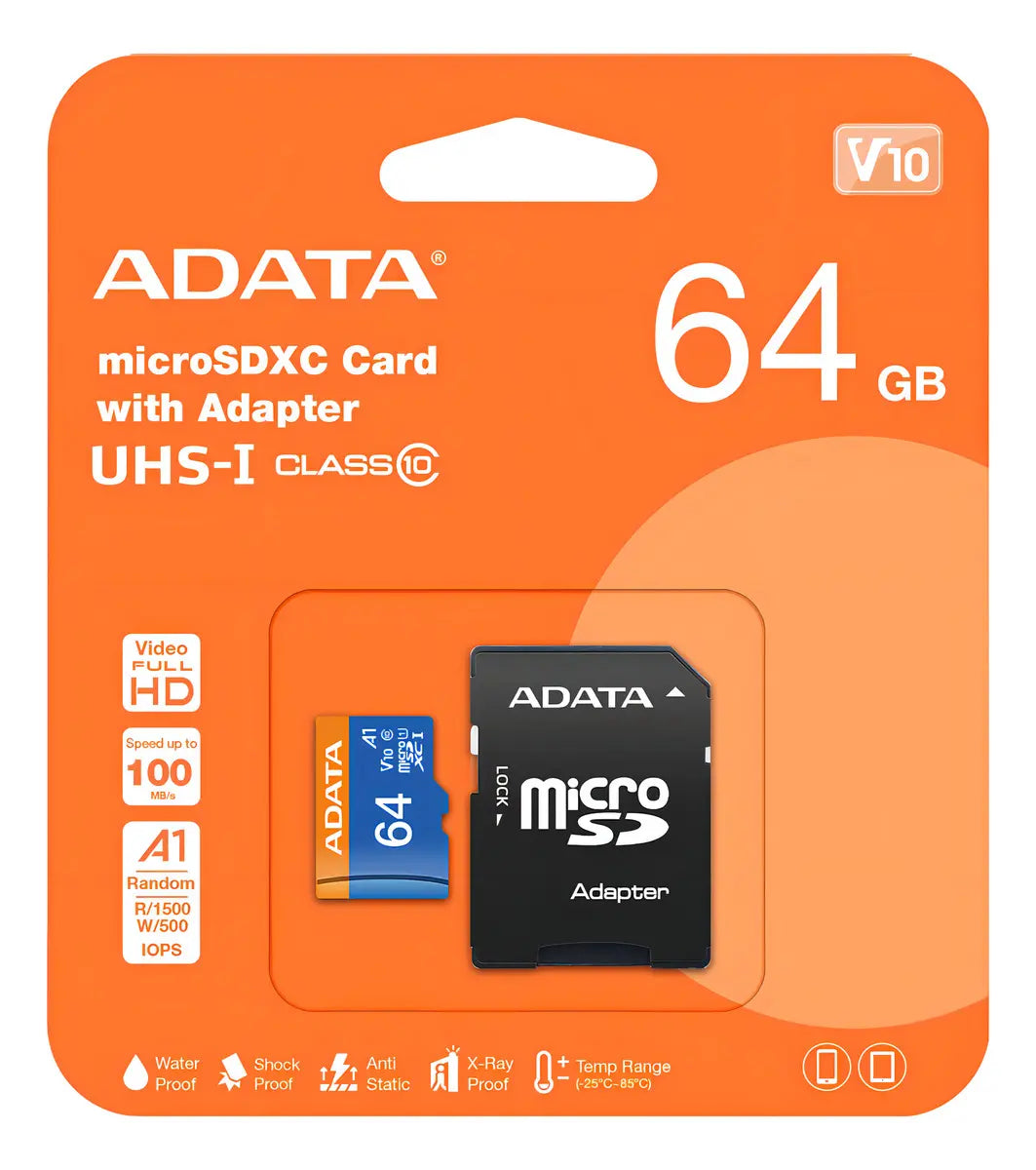 Tarjeta De Memoria Adata AUSDX64GUICL10-RA1 Premier Con Adaptador SD 64GB