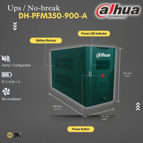 No Break Ups Dahua 1500v 900w Regulador Con Batería Respaldo Color Negro