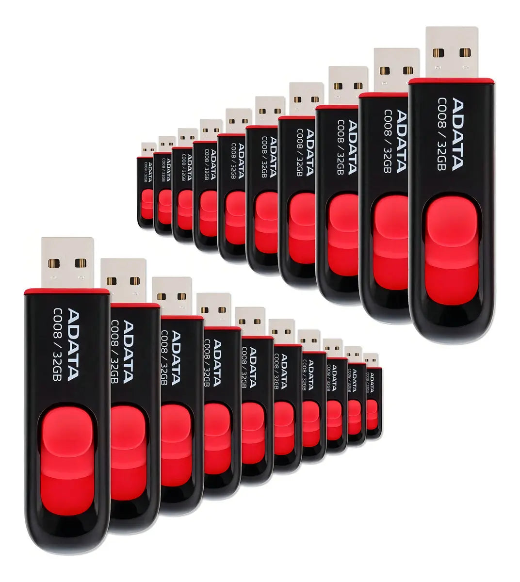 Kit 10 Memorias Usb 32 Gb Adata Ac008 2.0 Negro Y Rojo Color Negro/rojo