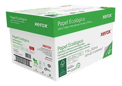 Hojas Blancas Xerox Ecológico T/carta Caja Con 10 Paquetes Color Blanco