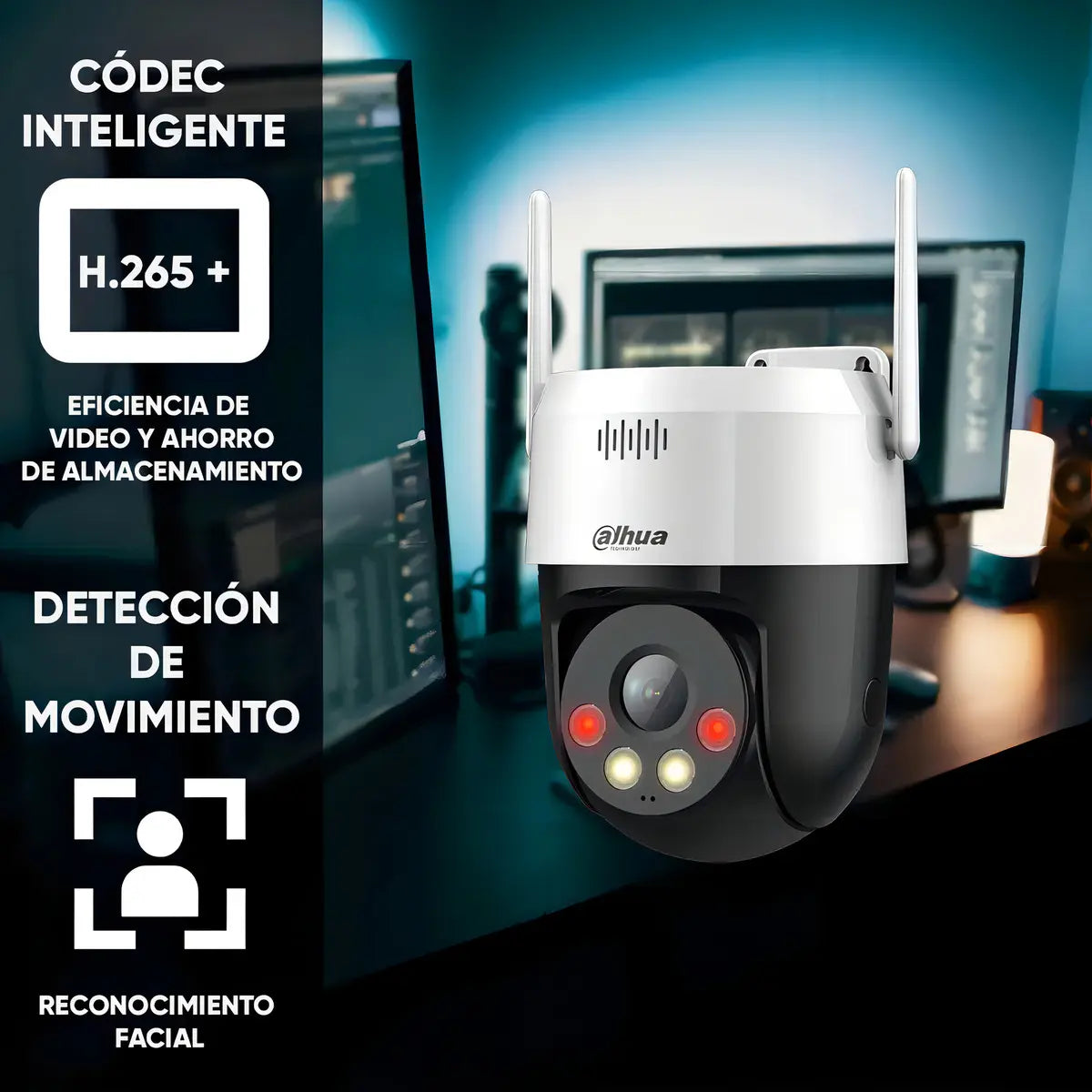 Kit 2 Camaras De Seguridad Ip Dahua Domo Pt 5mp (megapixel) Conexion Wifi, Vision Nocturna A Color, Detección De... Blanco