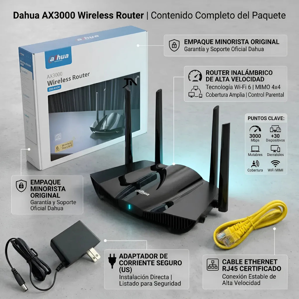 Router Inalambrico Dahua Ax3000 Gigabit Dual Band 2.4ghz 5gh