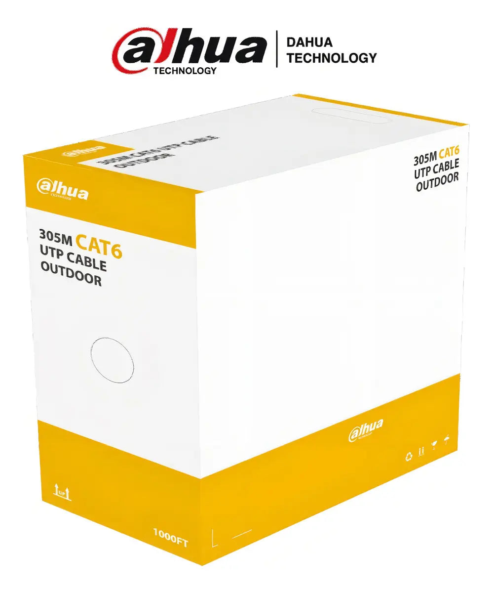 Bobina Cable Utp Cat6 Dahua 305m 100% Cobre Negro Exterior