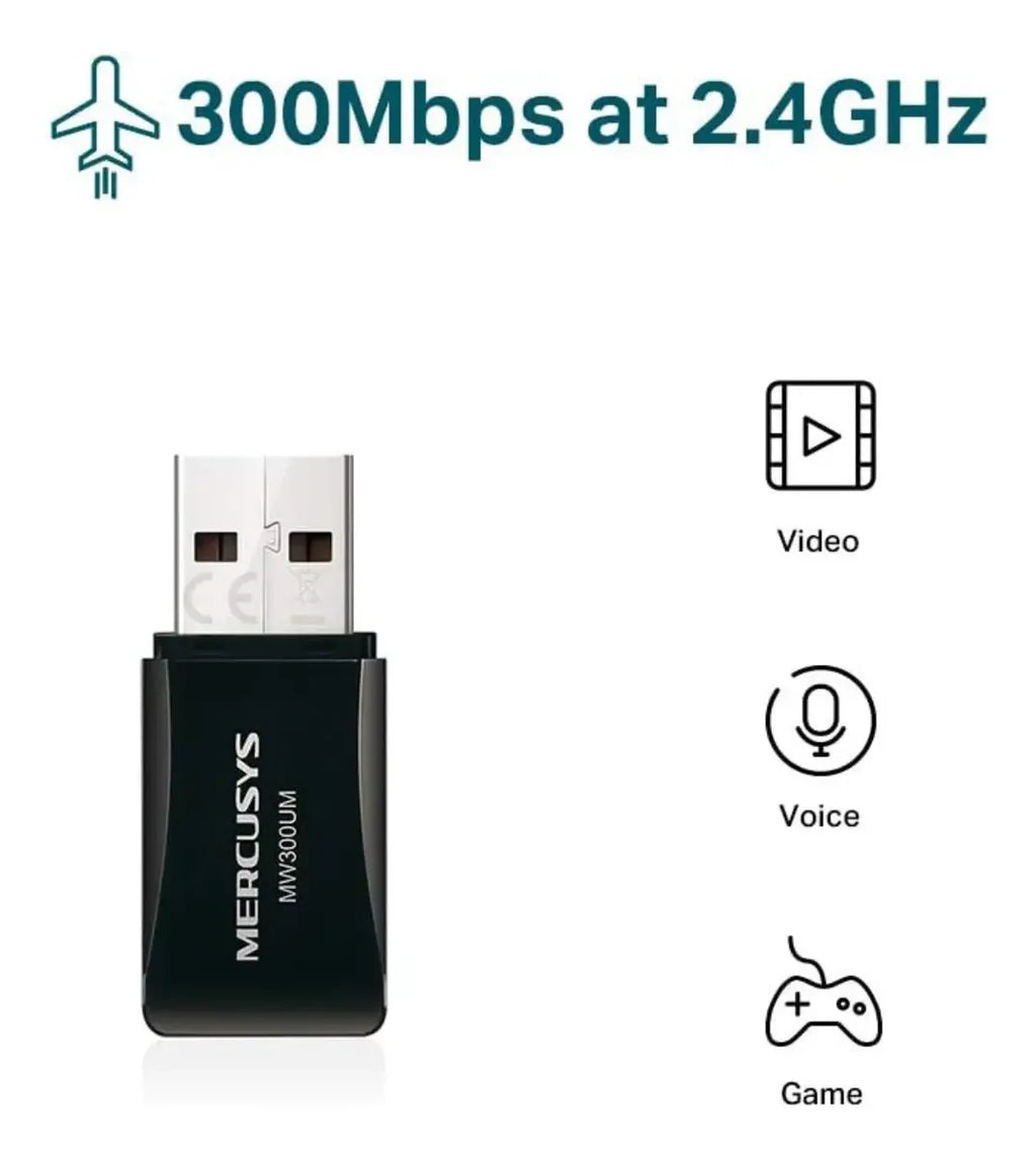 Adaptador Wifi Usb Mercusys Mw300um 300mbps 2 Piezas