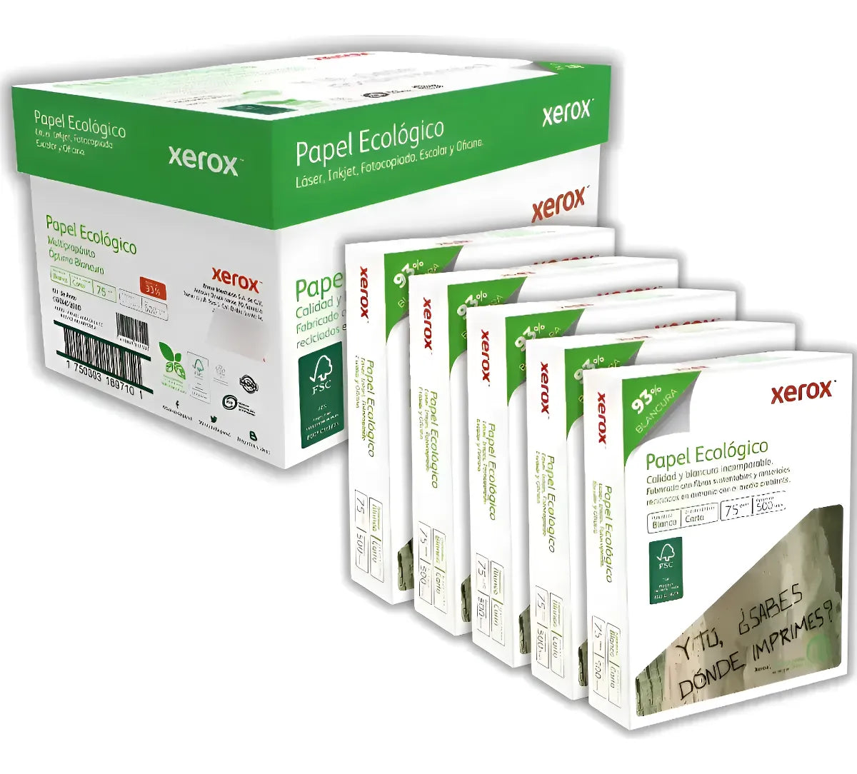 Papel Xerox Ecologic Blanco Tamaño Carta Caja Con 2500 Hojas
