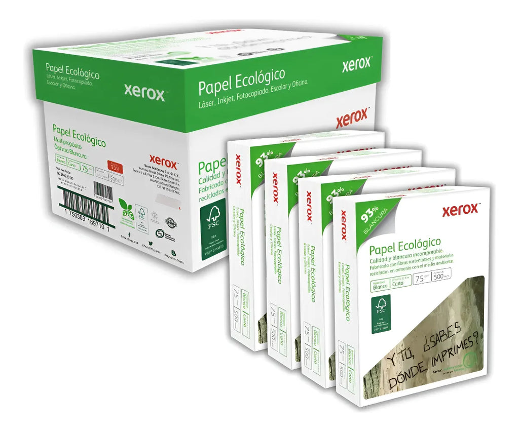 Papel Xerox Ecologic Blanco Tamaño Carta Caja Con 2000 Hojas