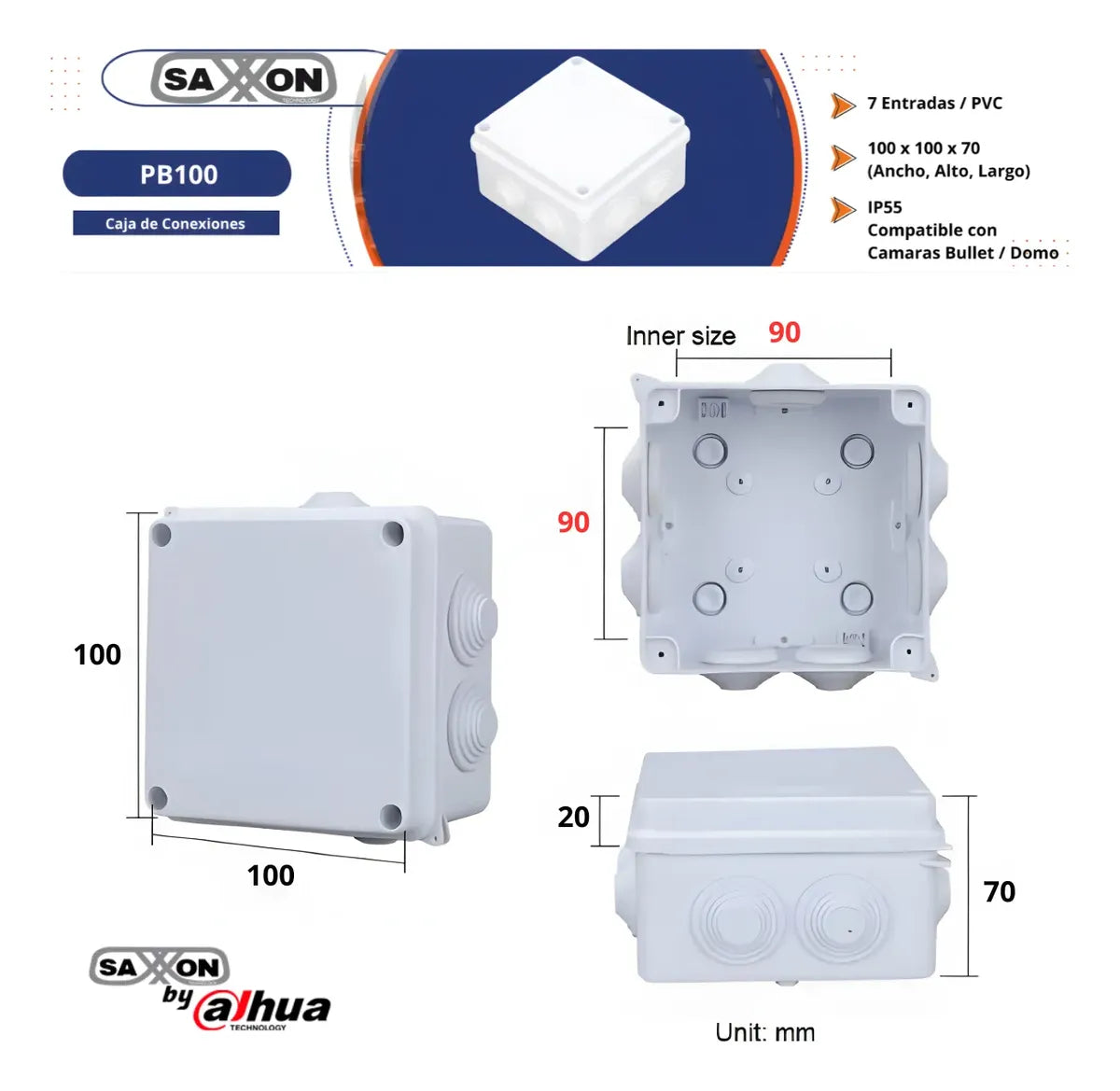 8 Cajas De Conexiones Saxxon Pb100 Cámaras Ip55 Exterior