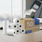 Papel Térmico Pcm 80x70 Mm Impresora De Ticket Pos 50 Rollos Blanco