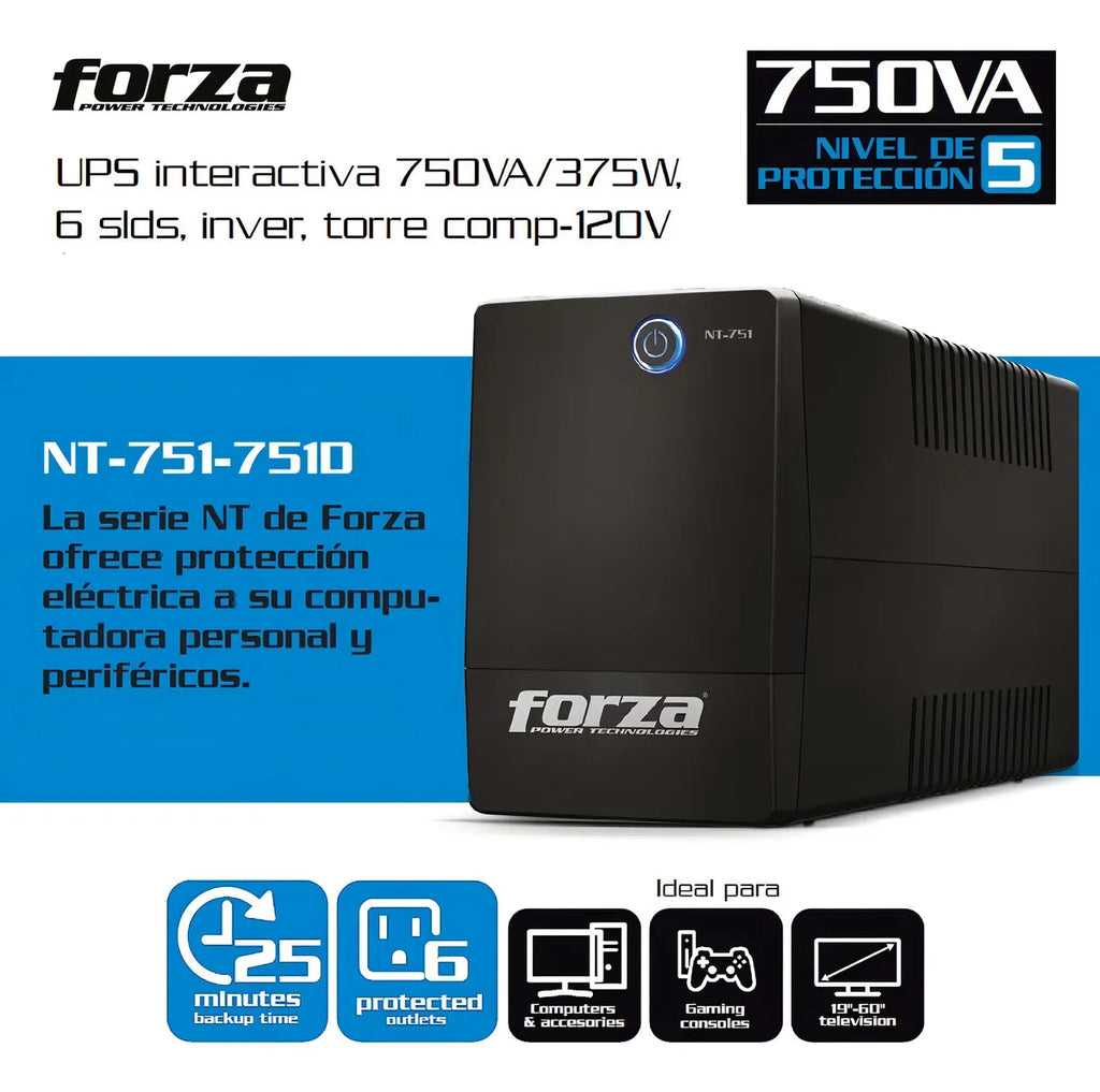 Ups Forza Nt Series Nt-751 750va Negro