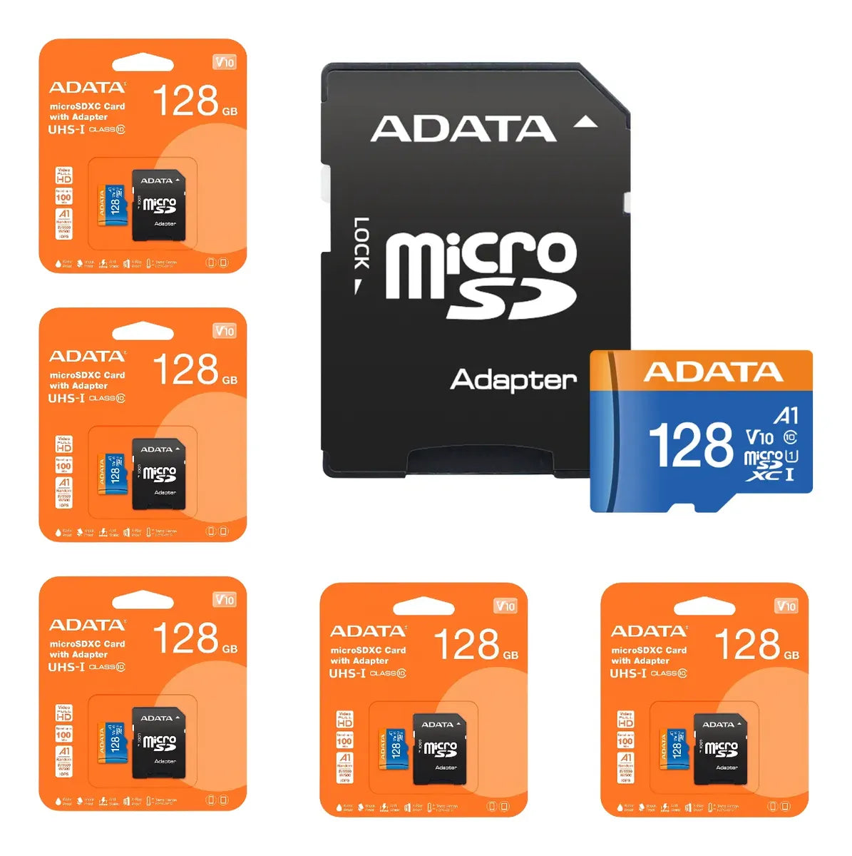 5 Tarjetas Memoria Adata Ausdx128guicl10a1-ra1 Microsd 128gb