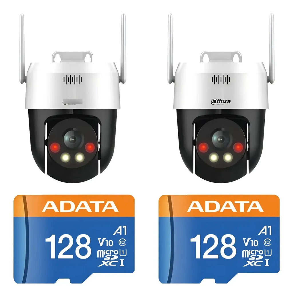 Kit 2 Cámaras Dahua 5mp 3k Wifi Exterior 360° Memoria 128 Gb