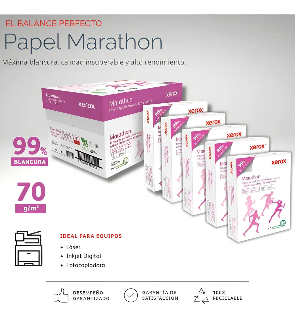 Xerox Papel Marathon Tamaño Carta Caja Pony Con 2500 Hojas
