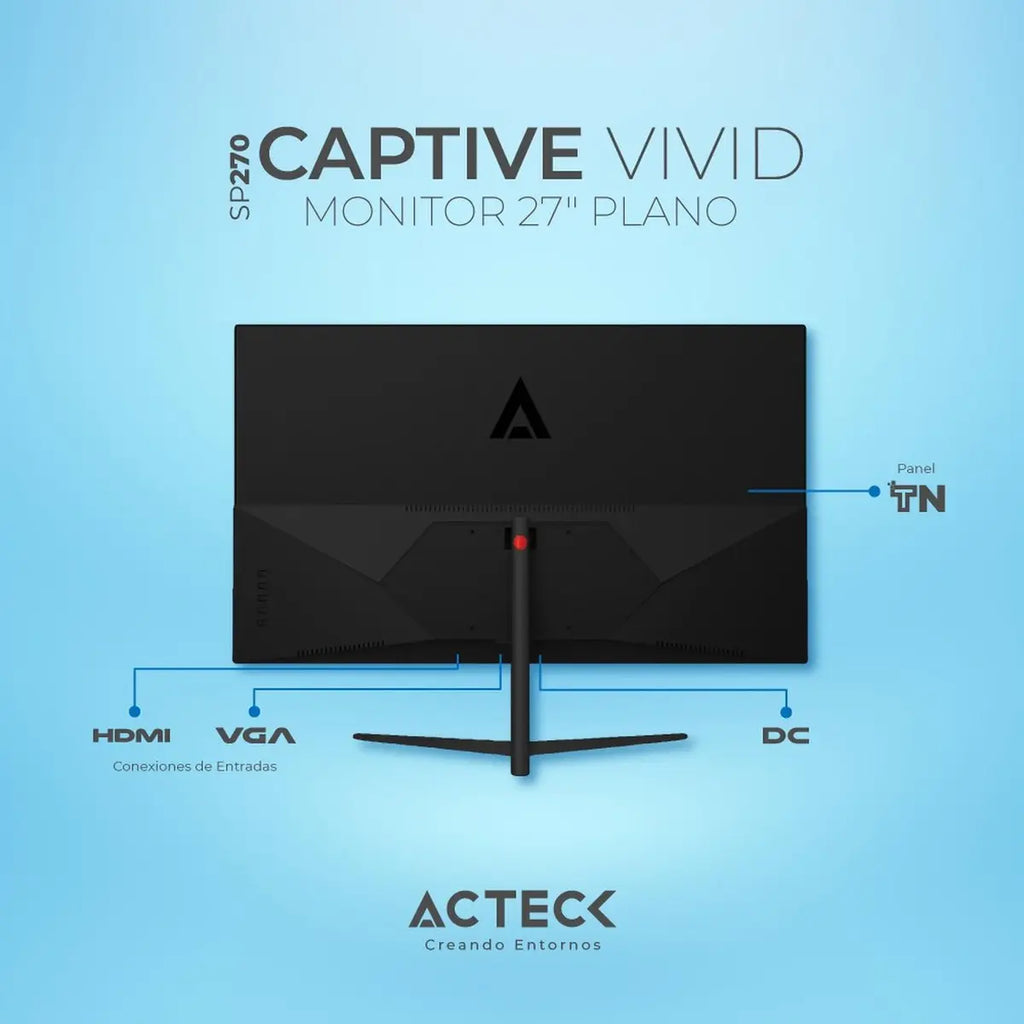 Monitor Para Juegos Acteck Captive Vivid Sp270 5 Ms 75 Hz Fhd Tn Led VGA HDMI AC-935845