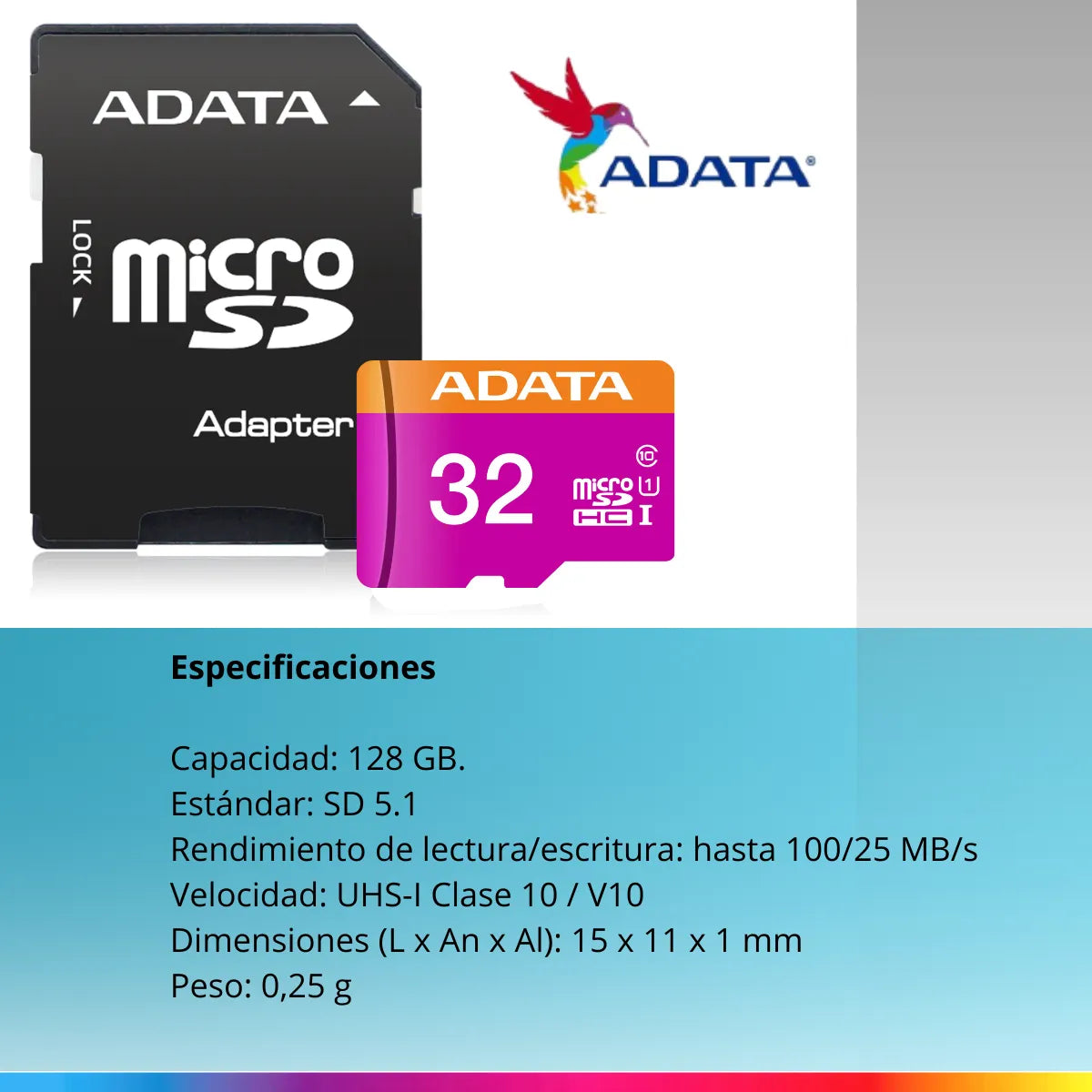 10 Tarjeta De Memoria Adata Ausdh32guicl10-ra1 Microsd 32 Gb