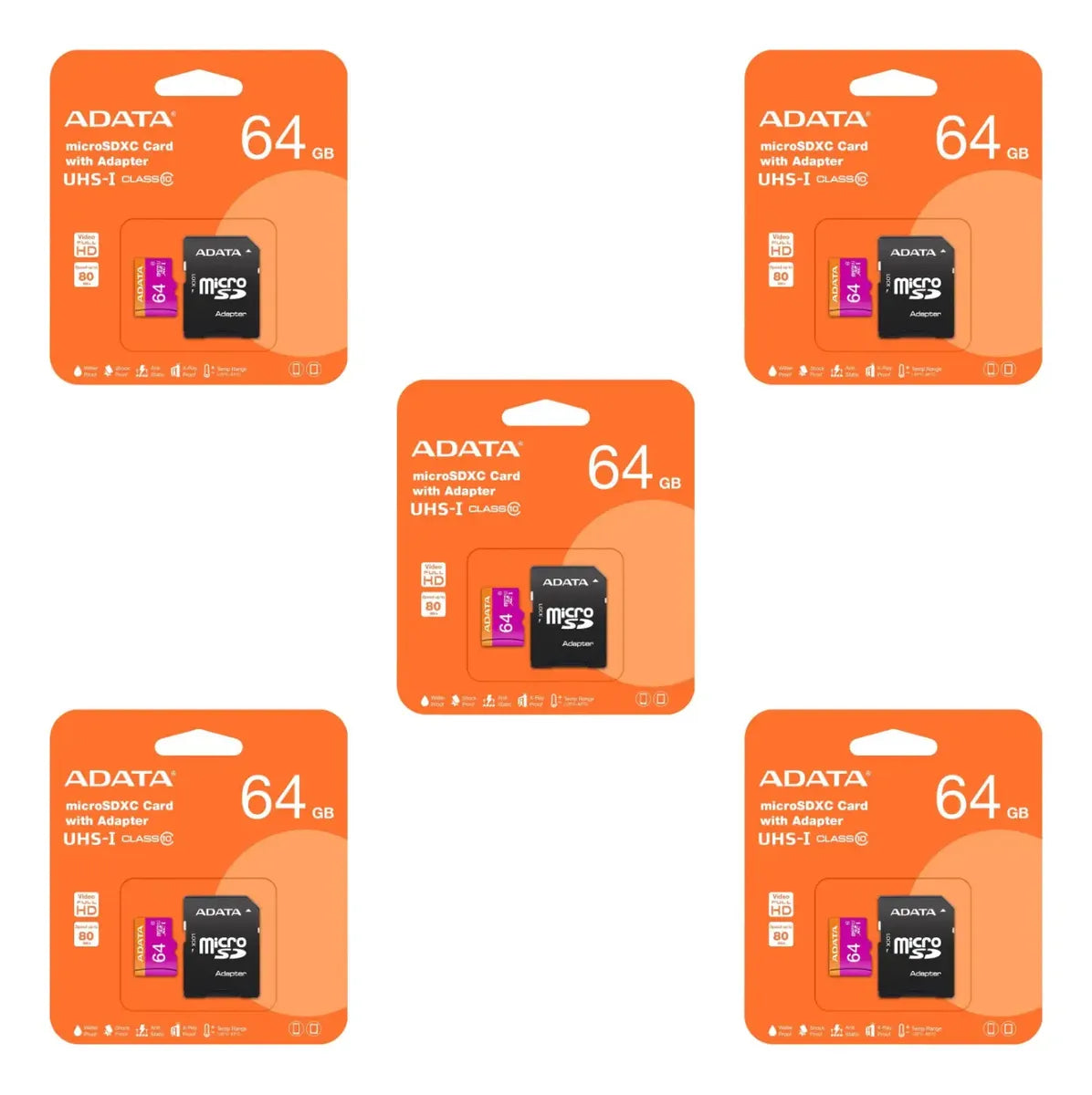 5 Tarjeta De Memoria Adata Ausdx64guicl10-ra1 Microsd 64 Gb