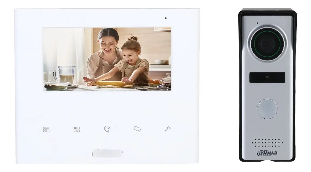 Dahua Kit De Videoportero Analógicokta04 Pantalla 4.3 Pulgadas Con Botones Touch Frente De Calle De 1.3 Mp Múltiples Sonidos De Timbre Indicador Led Protección Ip66 Ideal Para Exterior Color Blanco