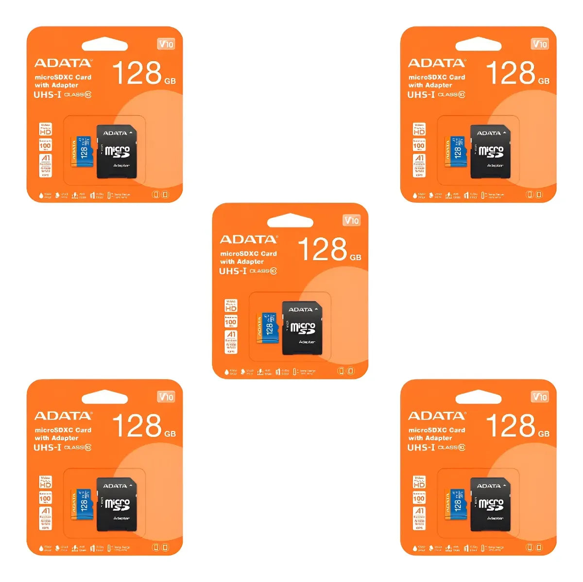 5 Tarjetas Memoria Adata Ausdx128guicl10a1-ra1 Microsd 128gb