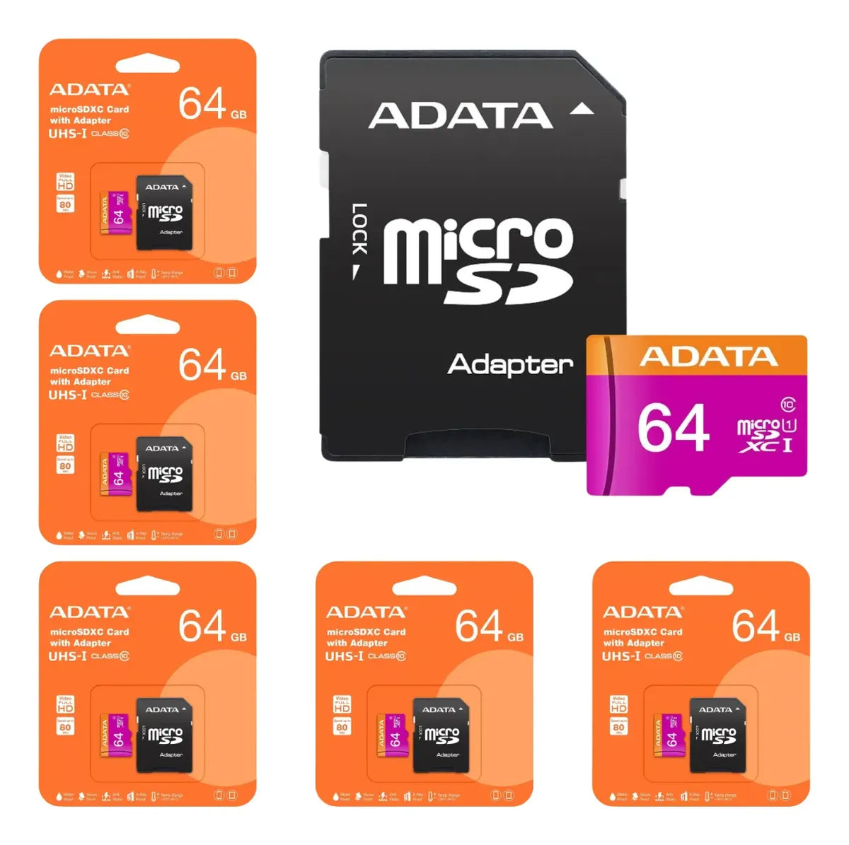 5 Tarjeta De Memoria Adata Ausdx64guicl10-ra1 Microsd 64 Gb