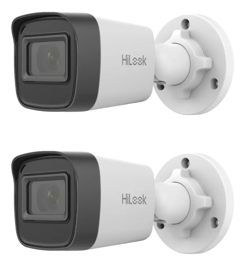 Kit 2 Camaras Ip Hikvision Línea Hilook Modelo Ipc-b121h Bala Ip 2 Megapixel (1080p) Para Exterior Ip67 / Poe/ H.265+ / Onvif Blanco